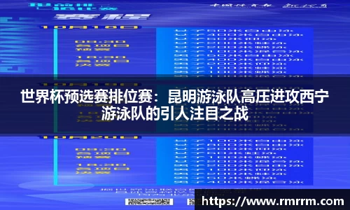 世界杯预选赛排位赛：昆明游泳队高压进攻西宁游泳队的引人注目之战